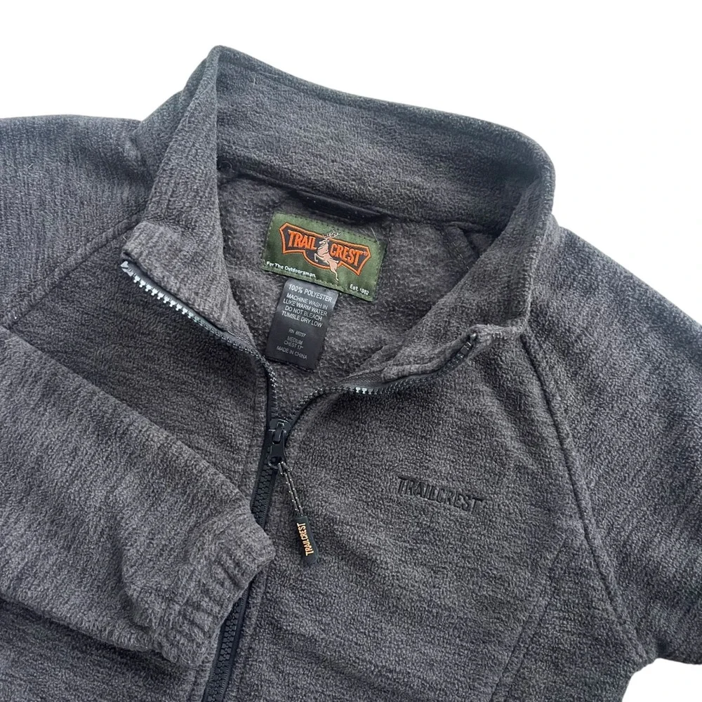 Trail Crest Kid M Charcoal Heather Gray Fleece Full Zip Outdoor Adventure Jacket